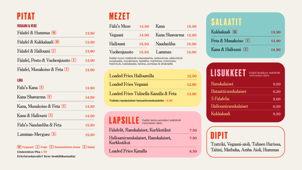 Fafa's Menu Fafa’s
