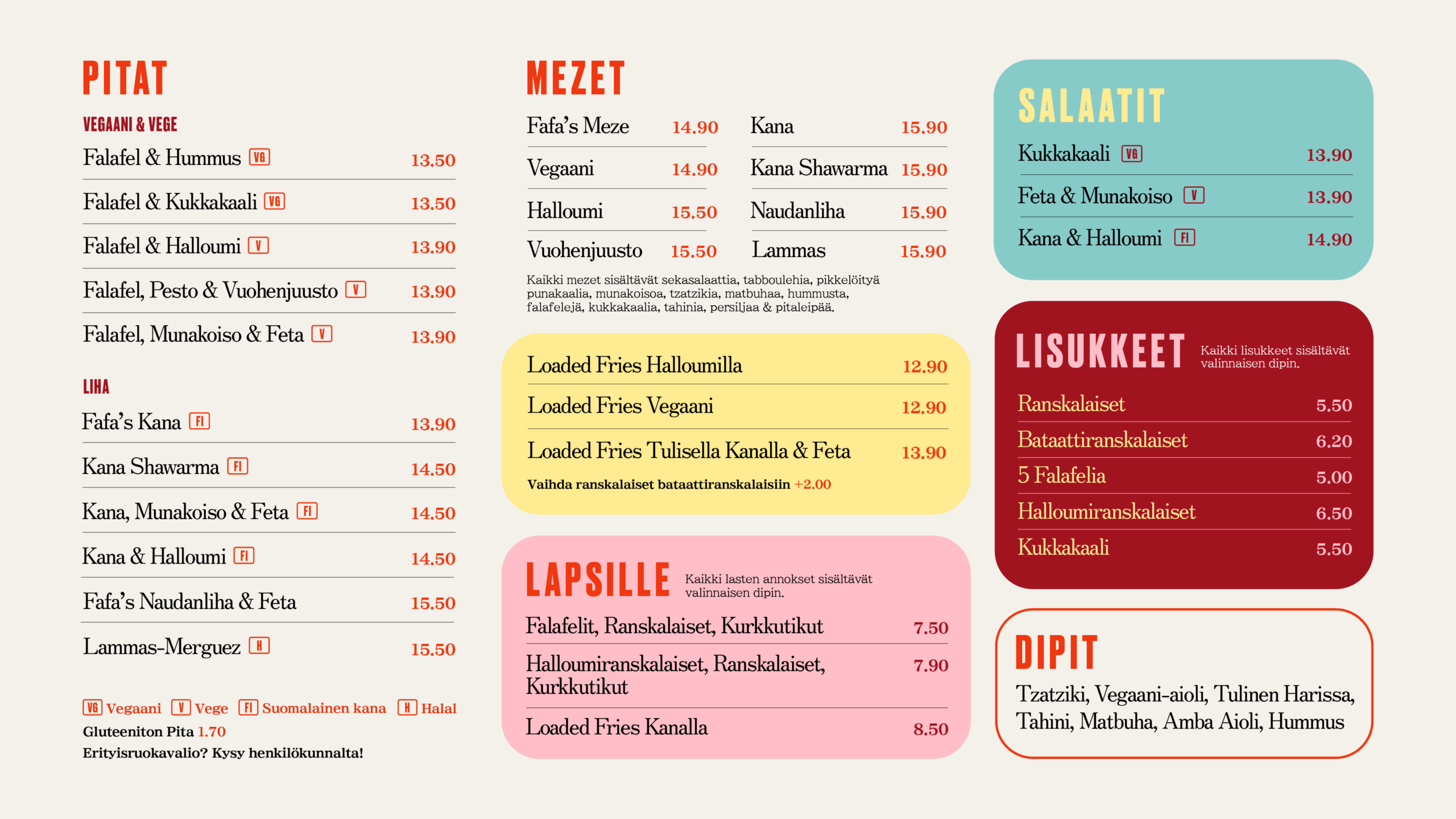 Fafa's Menu Fafa’s