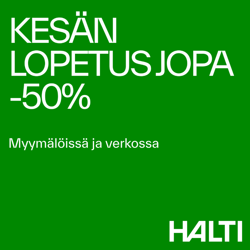 Huikea kesän lopetus, kesätuotteet vähintään -50% Halti