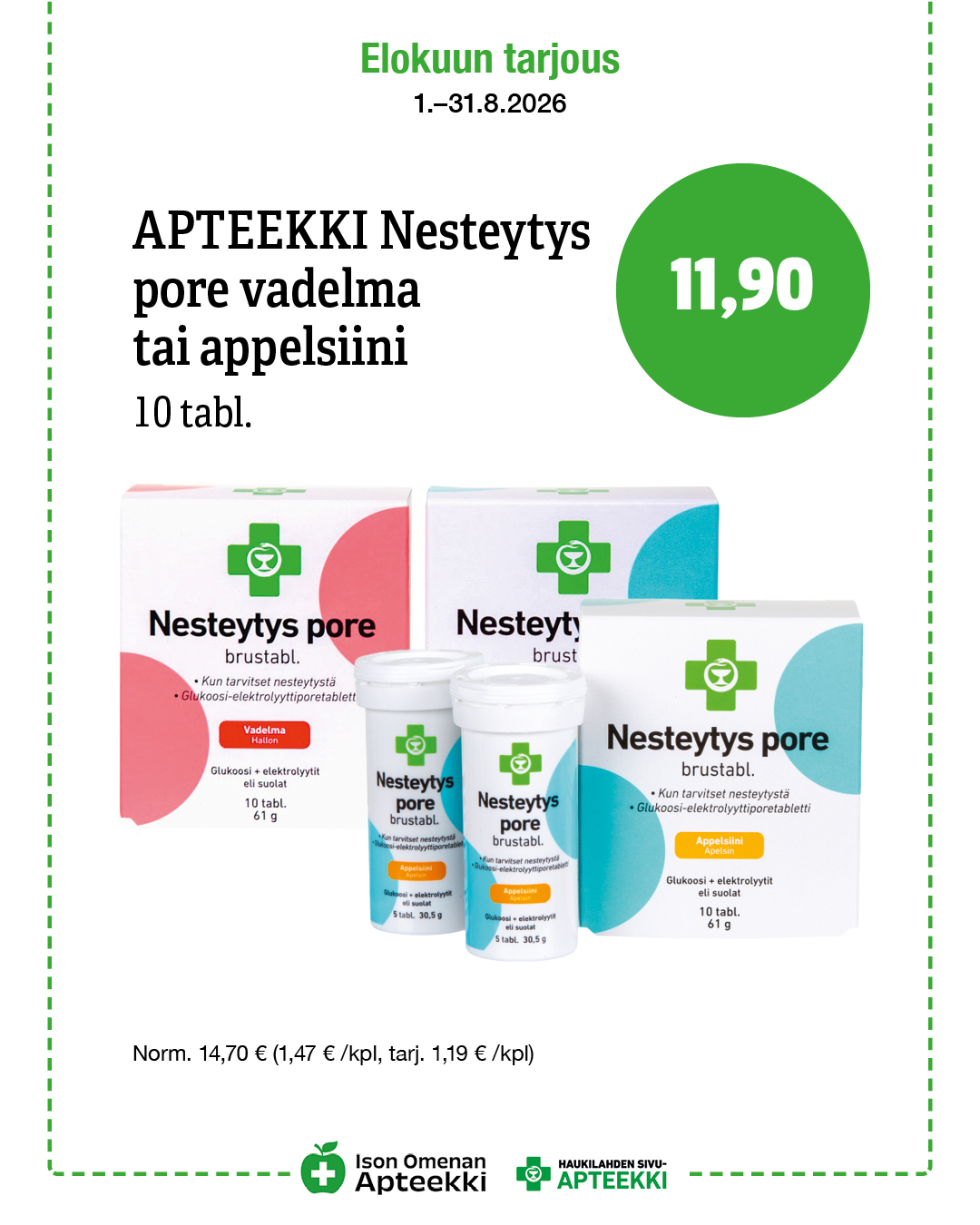 APTEEKKI Nesteytys pore 10 poretabl. Ison Omenan Apteekki