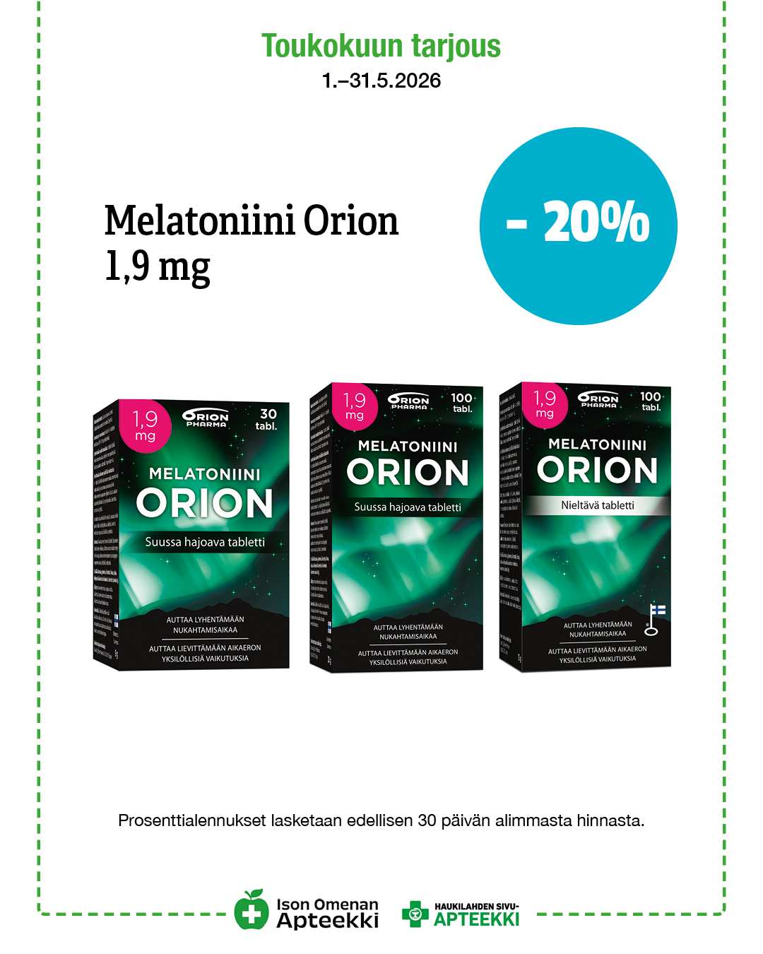 Melatoniini Orion 1,9mg Ison Omenan Apteekki
