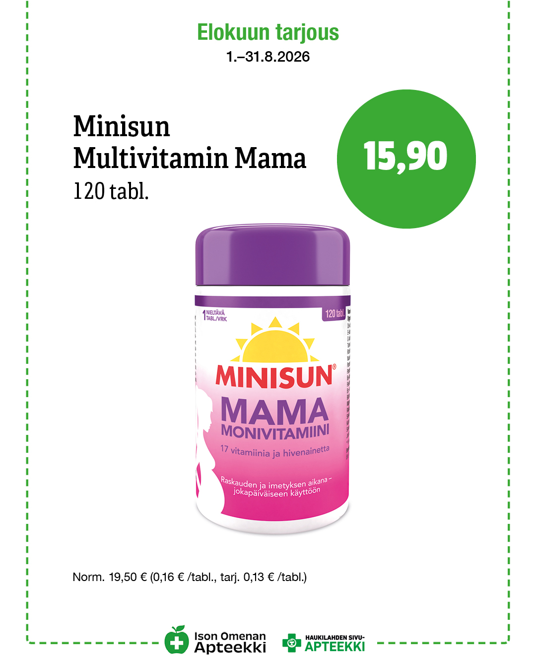 Minisun Multivitamin Mama 120 tabl. Ison Omenan Apteekki