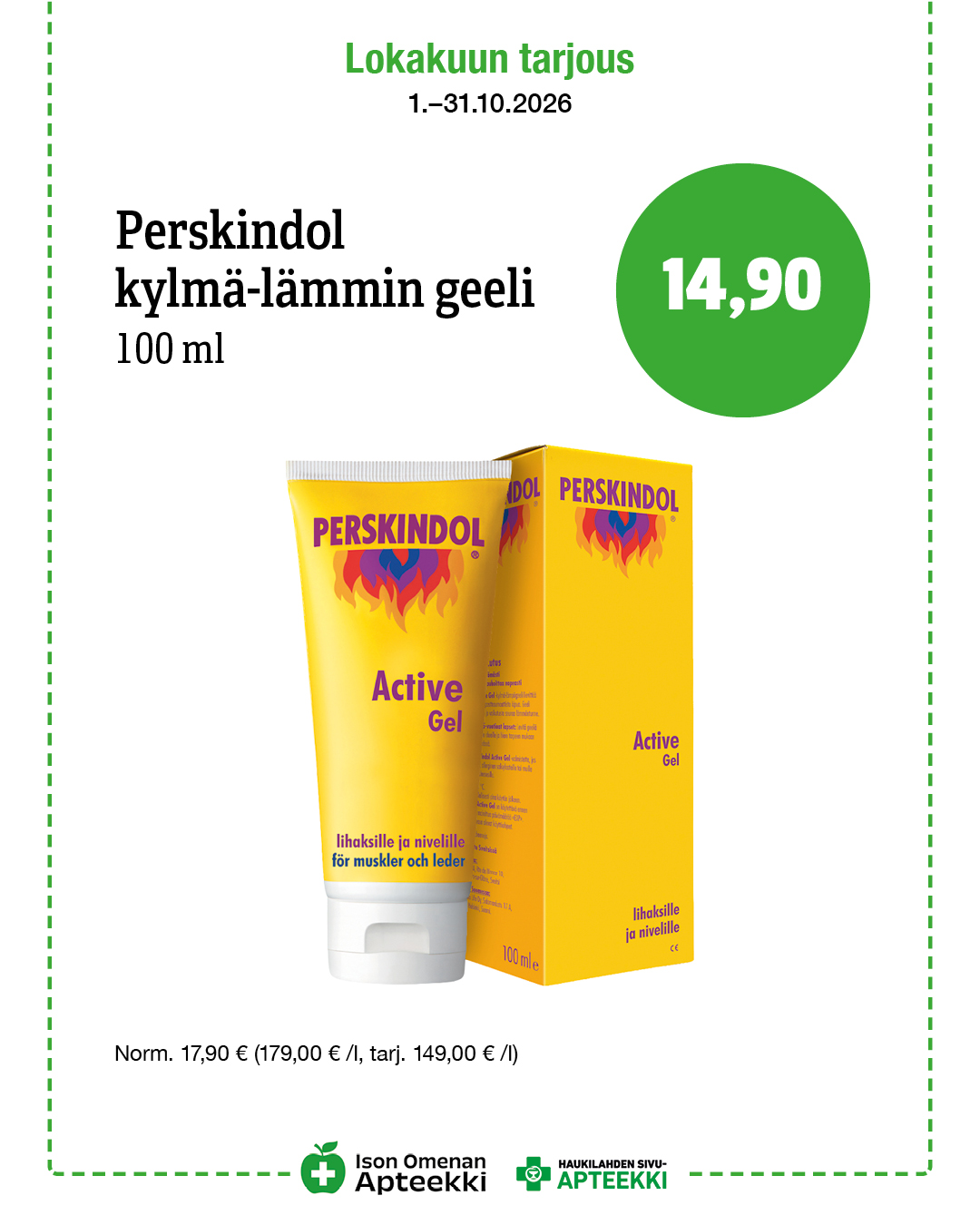 Perskindol kylmä-lämmin geeli 100 ml 14,90 € Ison Omenan Apteekki