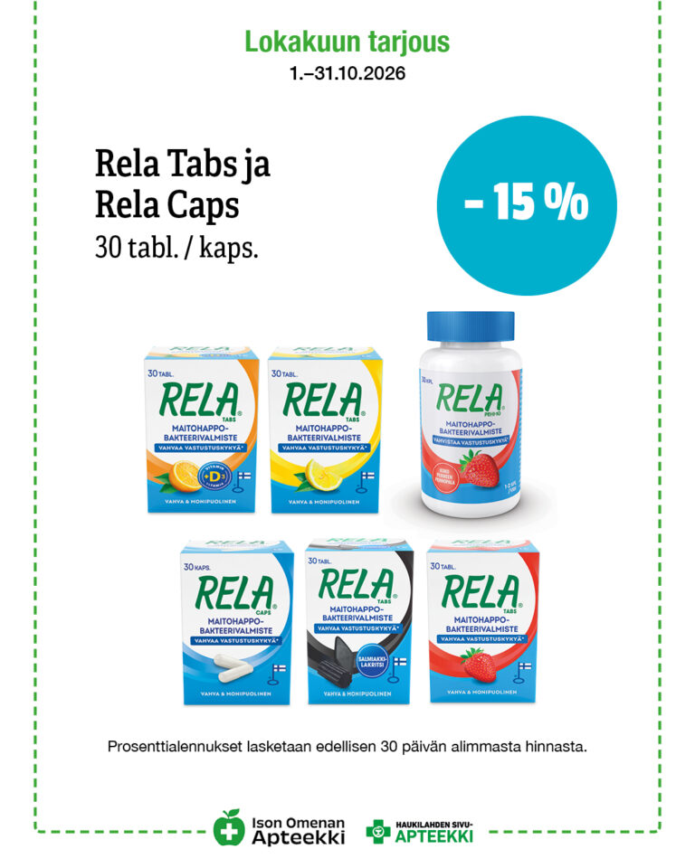 Rela Tabs maitohappobakteerit 30 tabl./kaps. -15 % Ison Omenan Apteekki