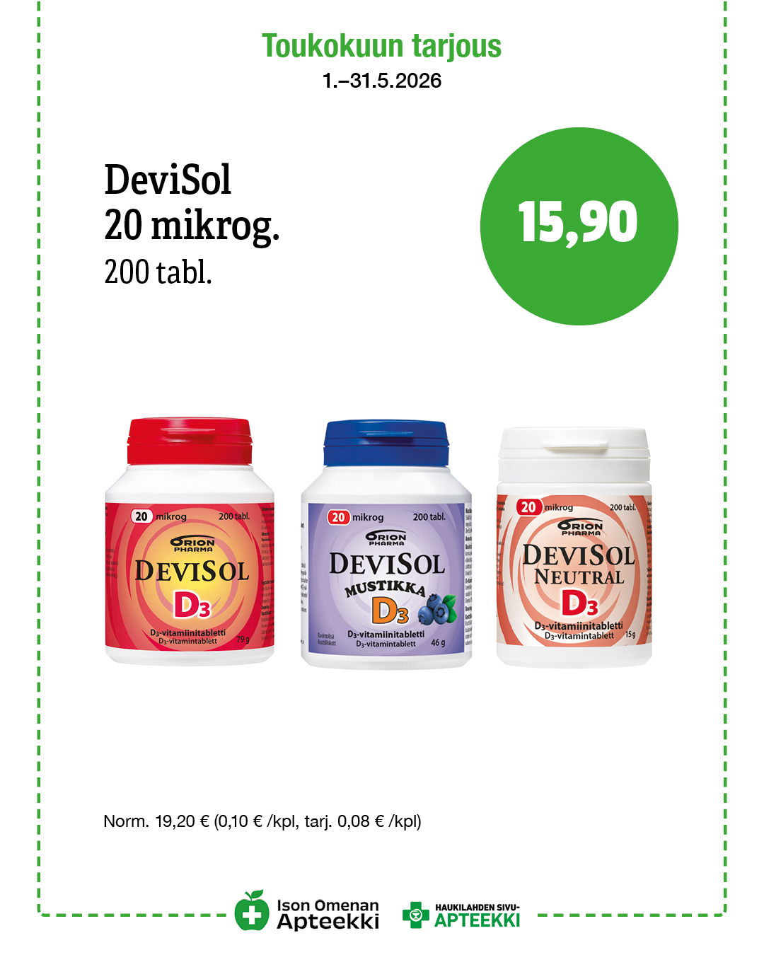 Devisol 20 µg 200 tabl. Ison Omenan Apteekki