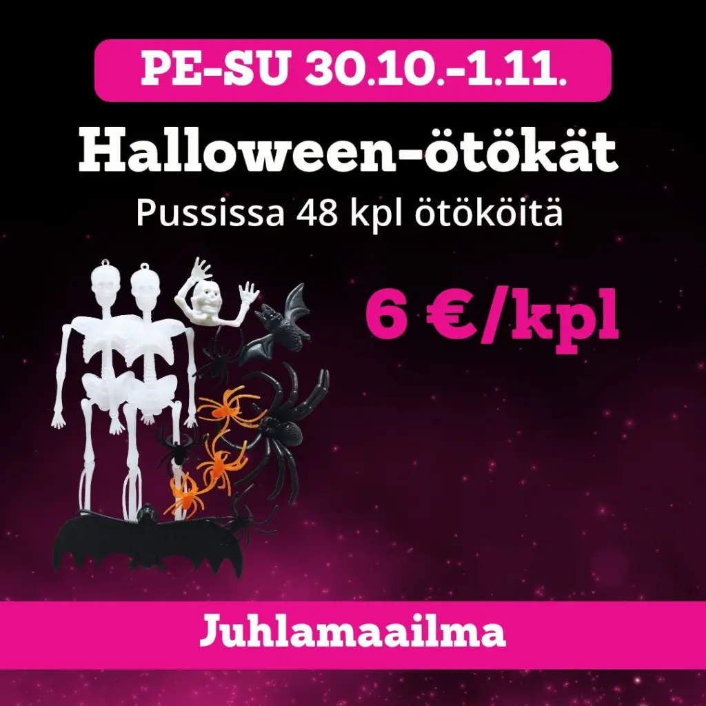 Halloween-ötökät 6 €/kpl Juhlamaailma