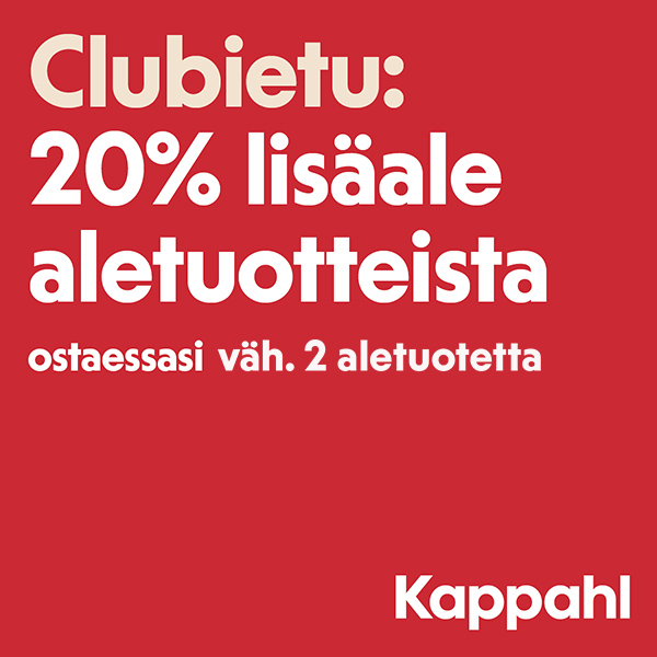 Clubietu: 20% lisäalennus aletuotteista ostaessa 2 aletuotetta tai enemmän. Kappahl