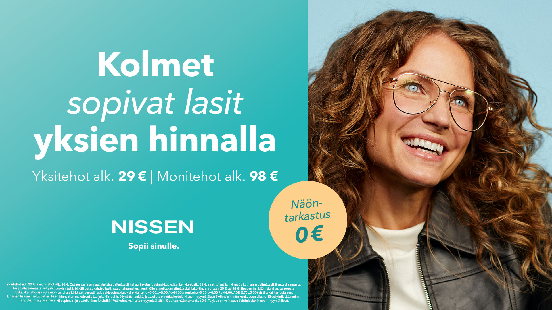Kolmet sopivat lasit yksien hinnalla! Nissen