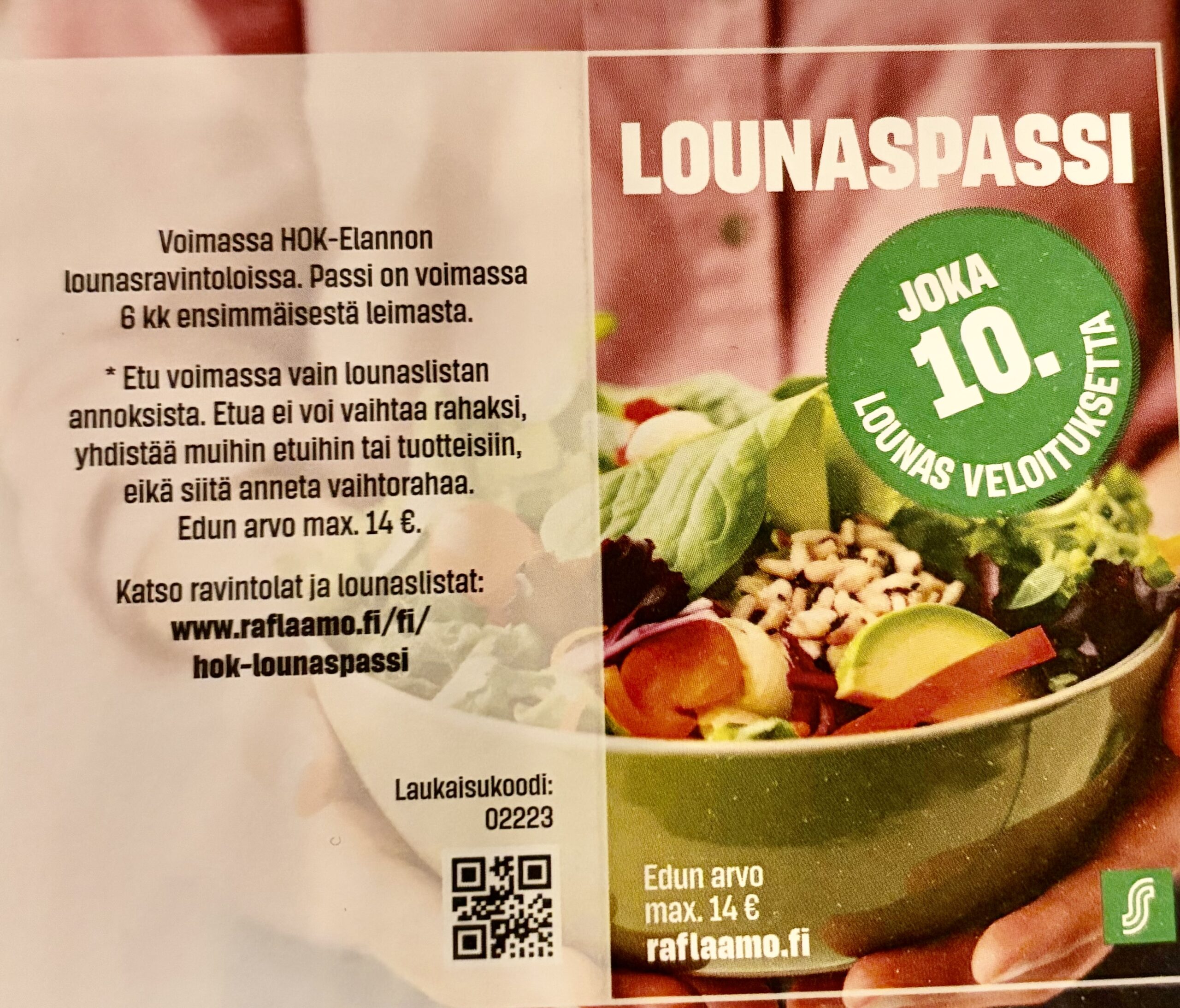 Rosson lounaspassilla joka 10. lounas veloituksetta Rosso