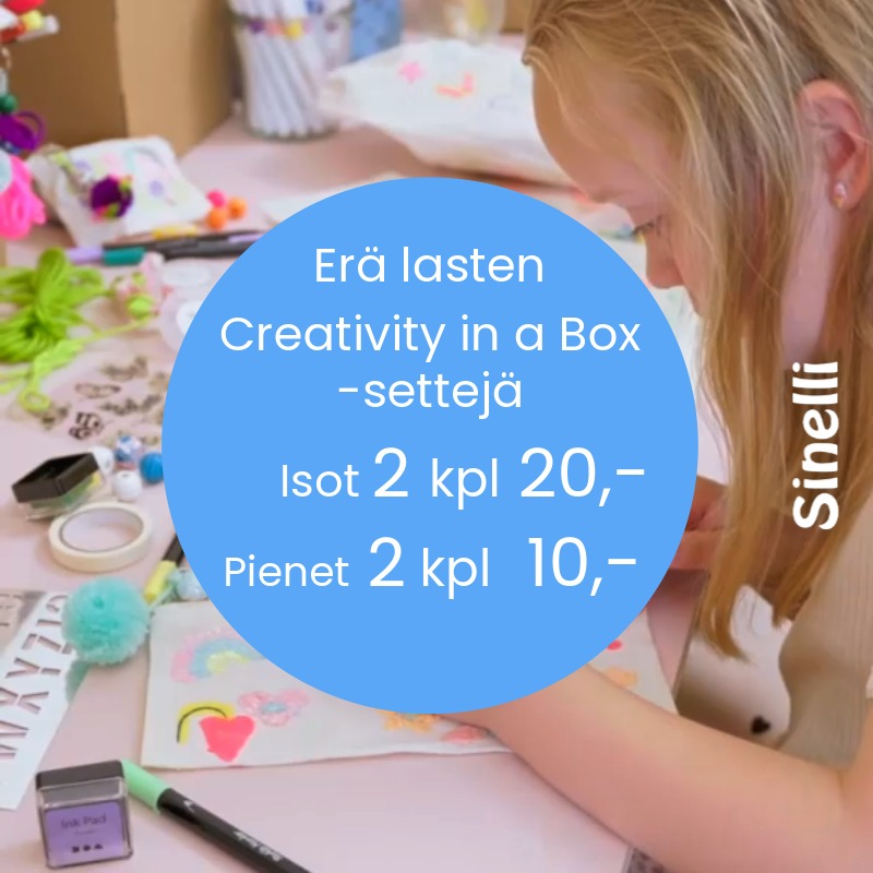 Erä lasten Creativity in a Box askartelusettejä Sinelli Askartelukauppa