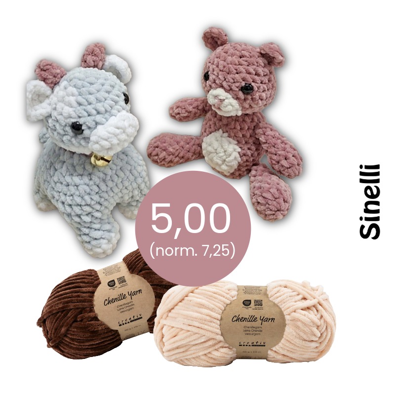 Chenille Yarn-veluurilanka Sinelli Askartelukauppa