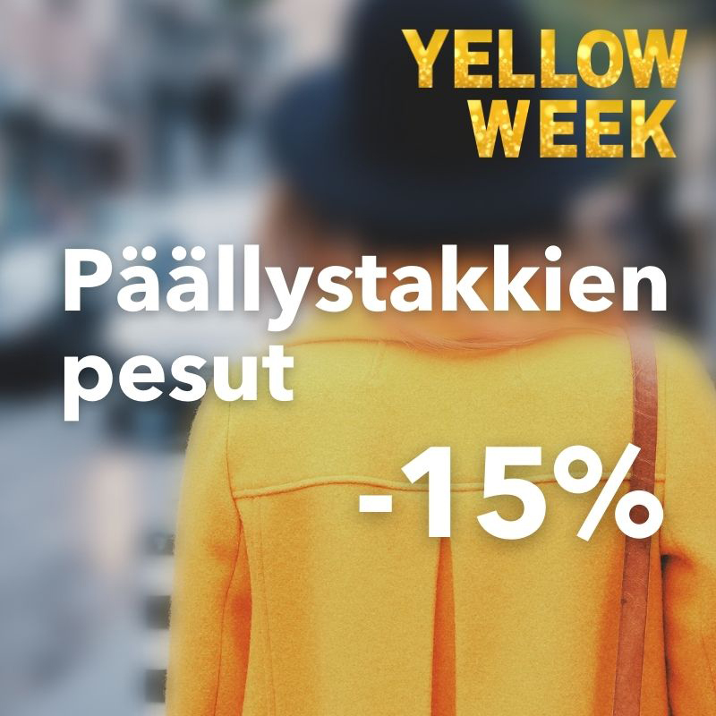 Yellow Week - päällystakkien pesut -15% SOL Pesulapalvelut