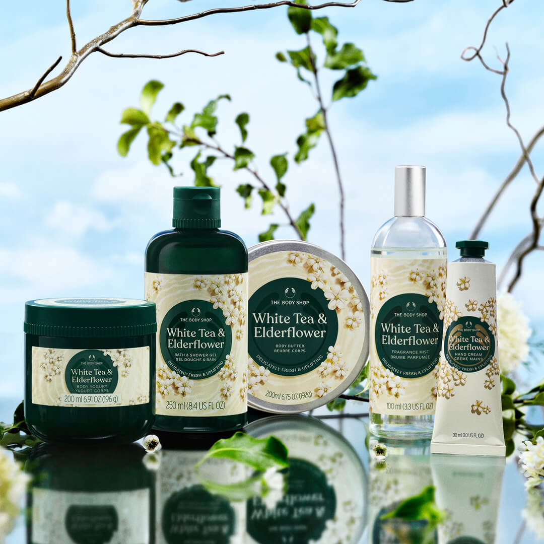 Uutuus White Tea & Elderflower The Body Shop